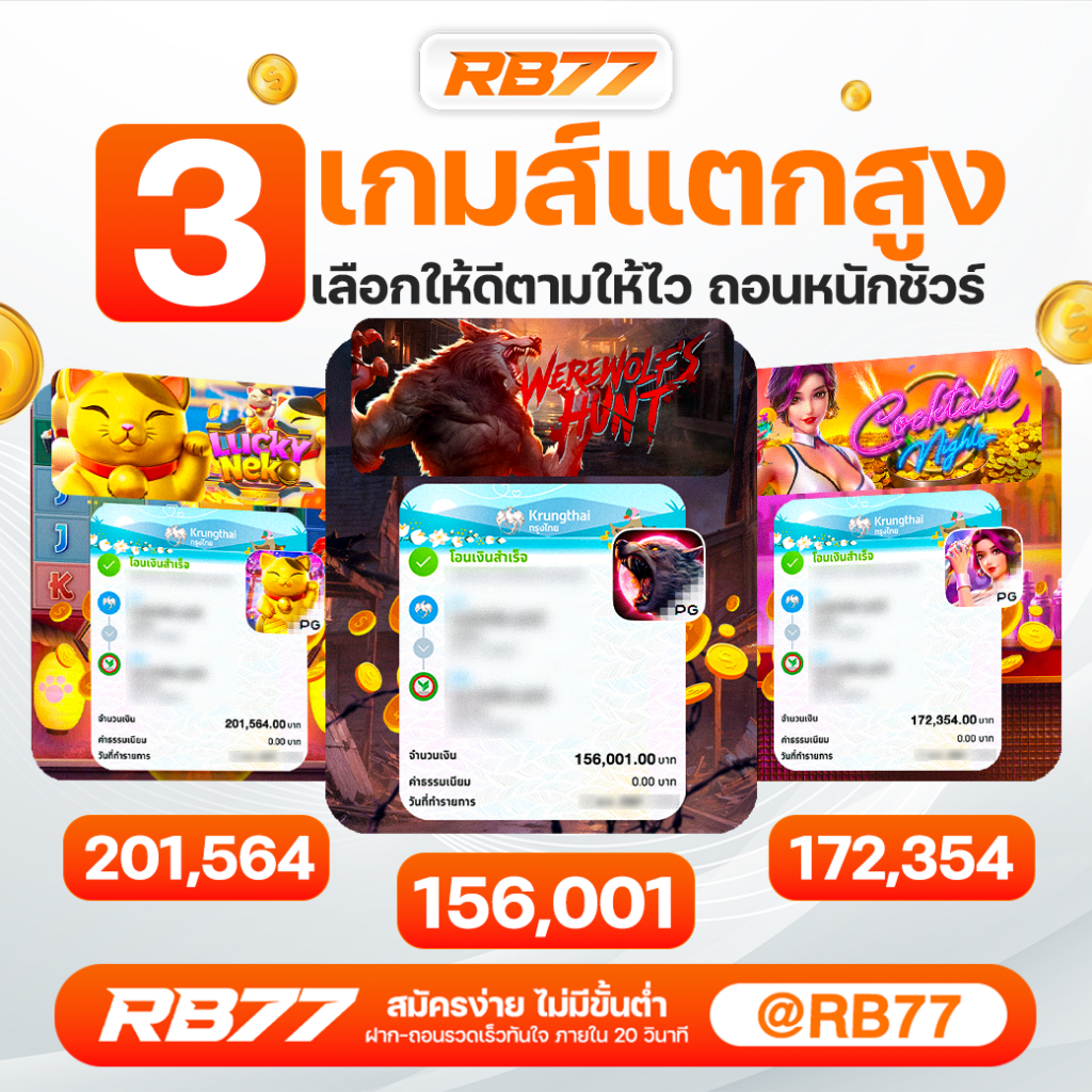 RB77 สล็อตออนไลน์ เว็บตรงไม่ผ่านเอเย่นต์